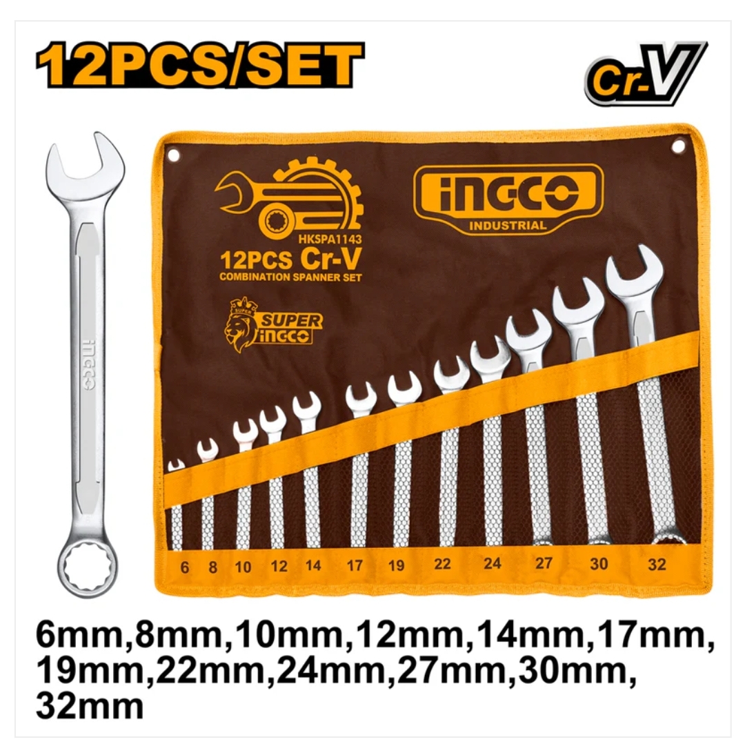 Picture of INGCO COMBINATION SPANNER SET - 12pcs HKSPA1143