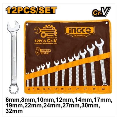 Picture of INGCO COMBINATION SPANNER SET - 12pcs HKSPA1143