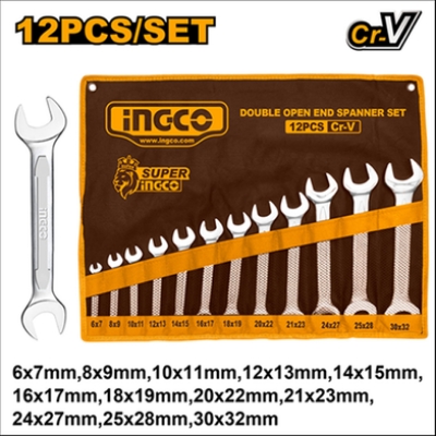 Picture of INGCO DOUBLE OPEN END SPANNER SET - 12pcs HKSPA2142