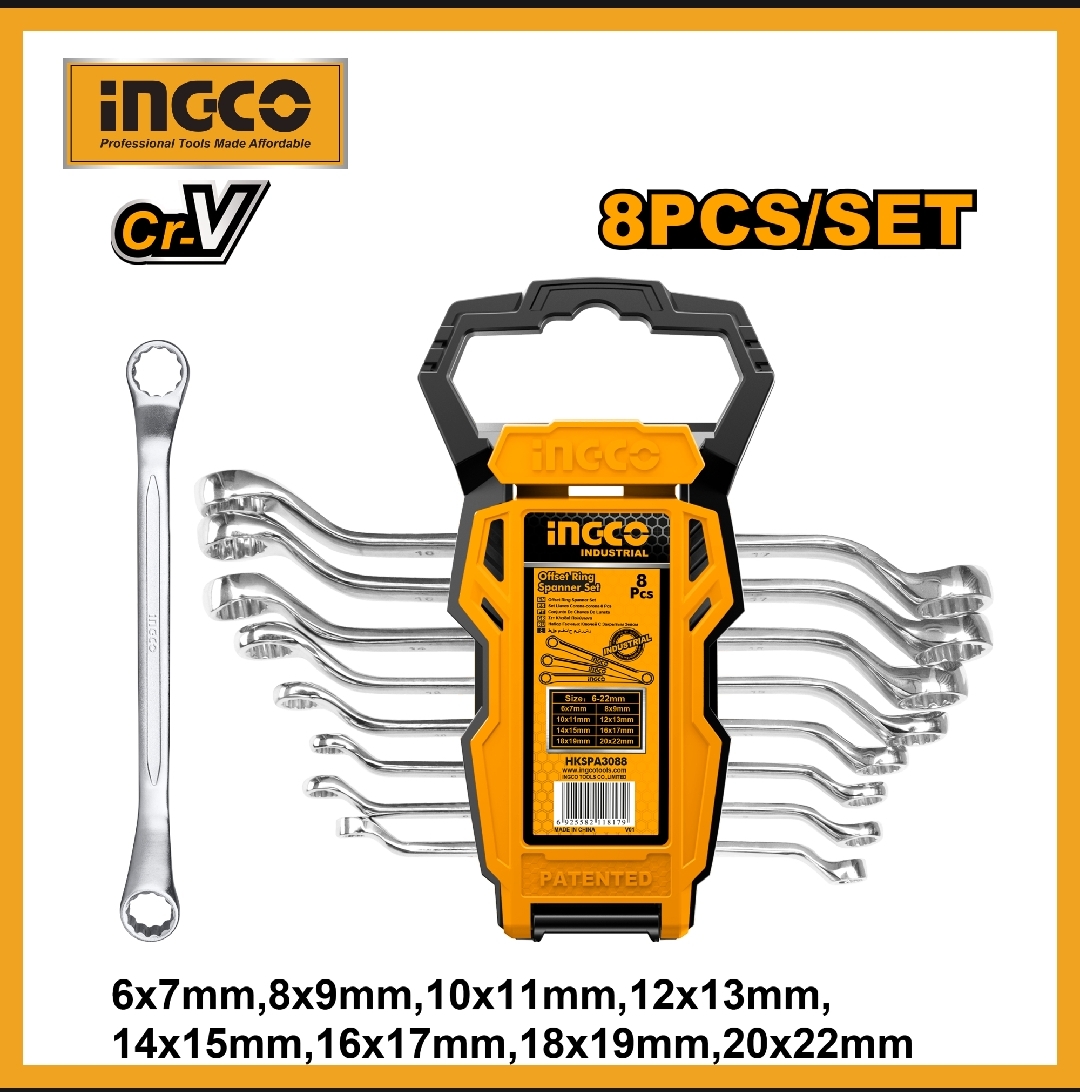 Picture of INGCO OFFSET RING SPANNER SET - 8 pcs HKSPA3088