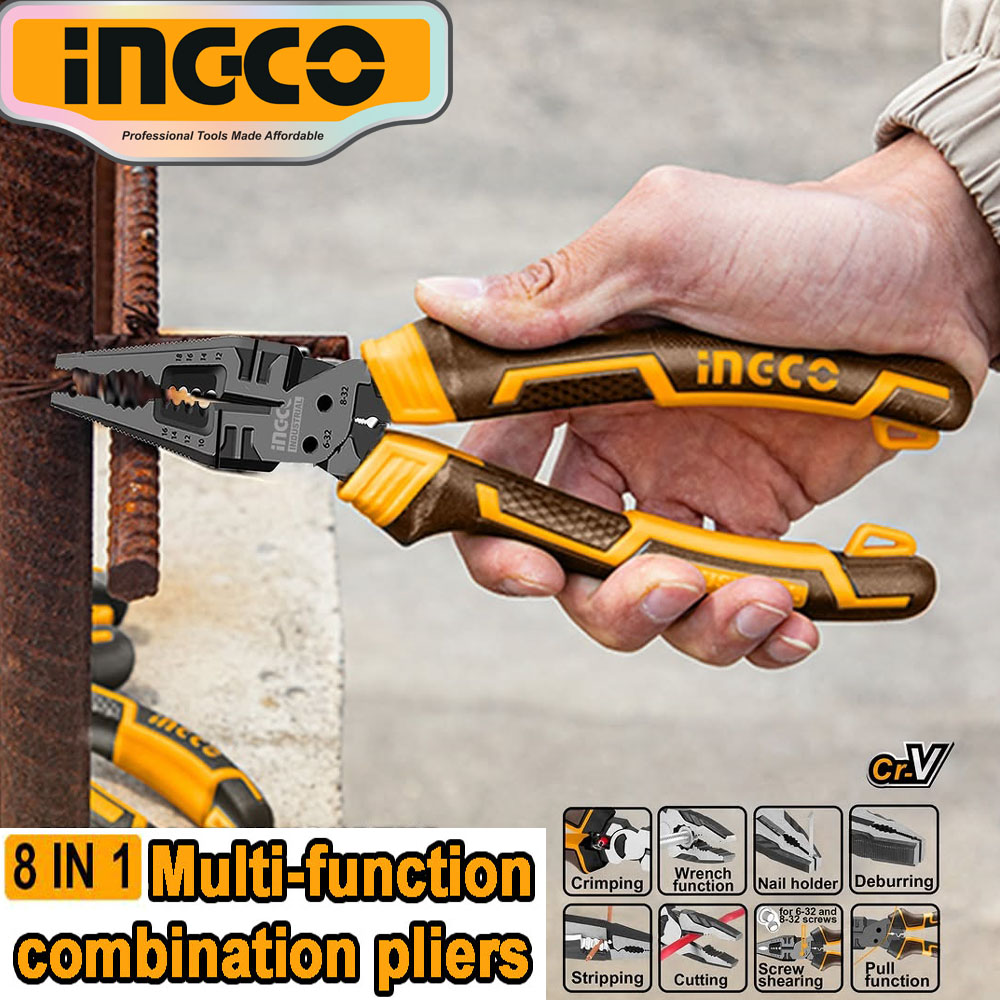 Picture of INGCO 8" (200mm) 8 IN 1 MULTI-FUNCTION COMBINATION PLIER HMFCP28200