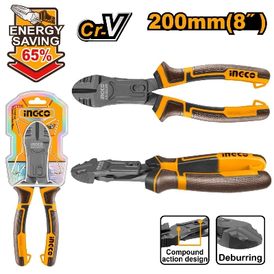Picture of INGCO 8" (200mm) COMPOUND ACTION DIAGONAL CUTTING PLIER HCDCP58200