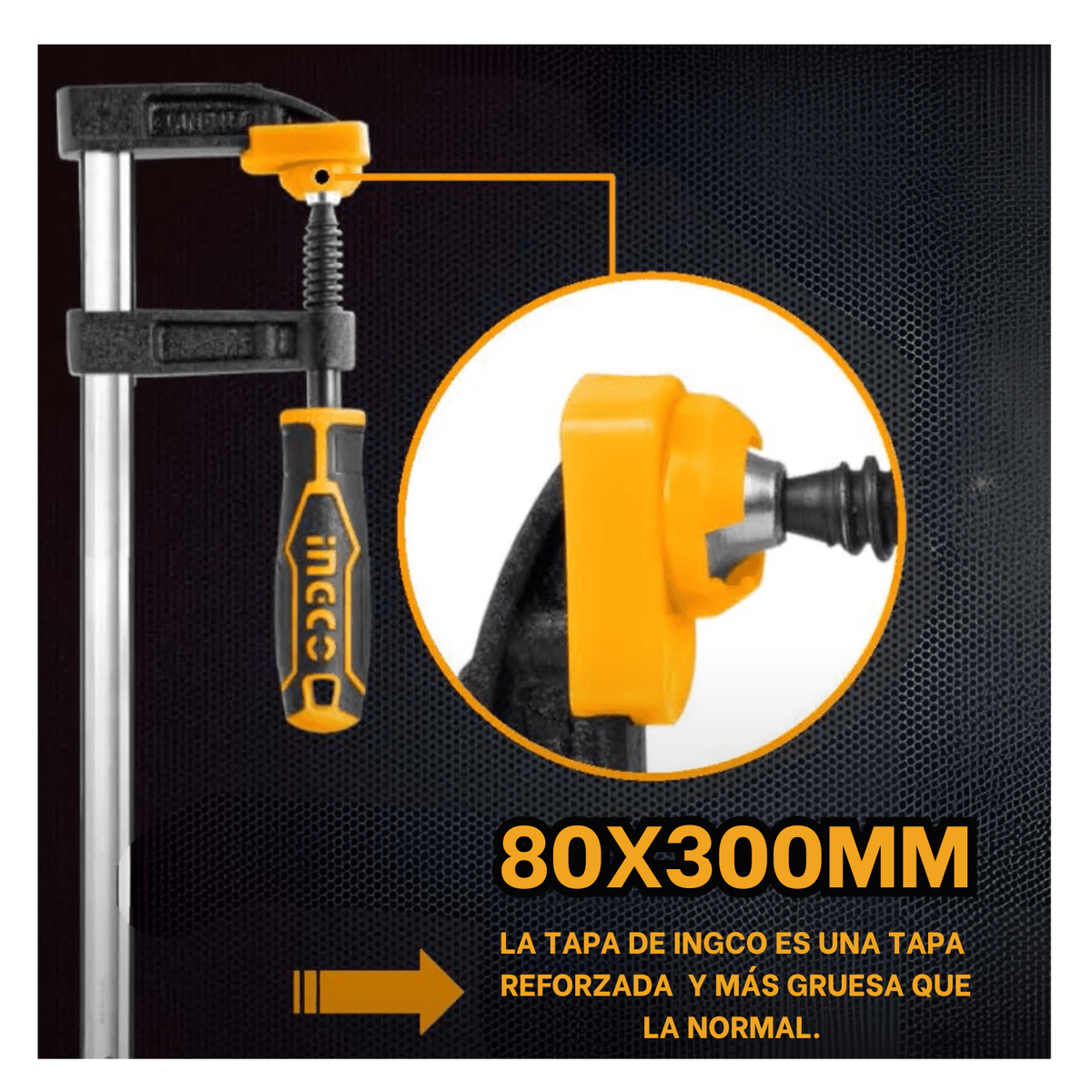 Picture of INGCO F CLAMP with plastic handle
80×300mm / 12" Inch HFC020802