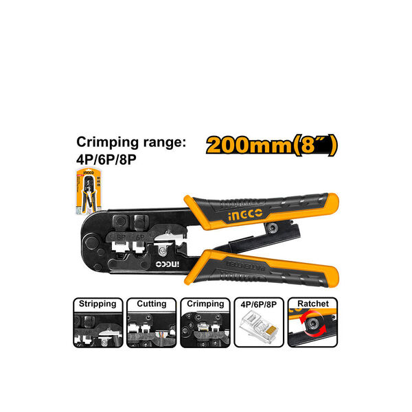 Picture of INGCO 8" (200mm) MODULAR PLUG CRIMPER HMPCN2468R