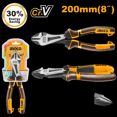 Picture of INGCO 8" (200mm) HIGH LEVERAGE HEAVY-DUTY
DIAGONAL CUTTING PLIERS HHHDCP28200