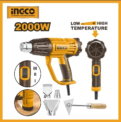Picture of INGCO 2000W Upgraded Corded Heat Gun with 3 Temperature Levels HG200047