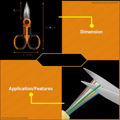 Picture of INGCO 145mm(5.5") ELECTRICIAN'S SCISSOR HES02855