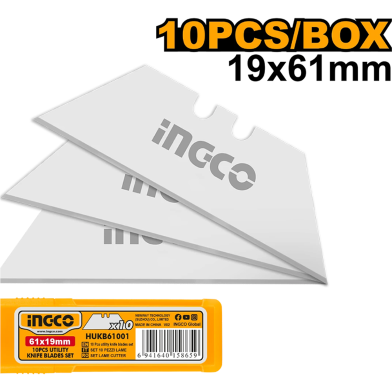 Picture of INGCO 19×61mm 10 pcs Utility Knife Blades Set HUKB61001