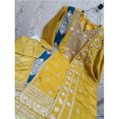 Picture of Readymade Three Piece For Women Exclusive Chini Gura Febrics Collection Embroidery , Stylist, Fashionable 3 pice