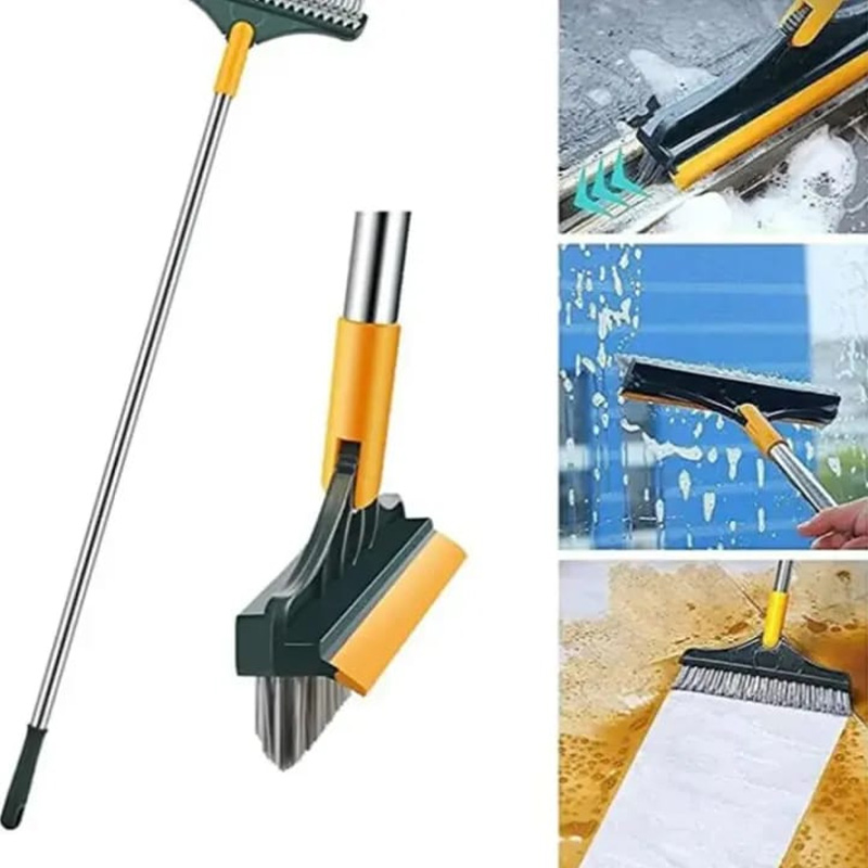 Picture of 2 in 1 Multipurpose Cleaning Mop(2 in 1 Bathroom Cleaning Brush Wiper Tiles Cleaning Bathroom Brush Floor Scrub Brush with Long Handle 120° Rotate Home Kitchen Bathroom Cleaning Brush Pack-1)