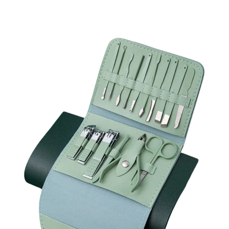 Picture of Nail Clippers Set, 16pcs Manicure & Pedicure Tools,  Kit for men and women, with Leather Bag, Travel Grooming Kit for Facial, Cuticle and Nail Care