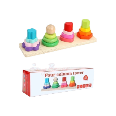 Picture of Wooden Ring Stacking Toy for Kids Best Gifts for Boy & Girl Toddler Toys Rainbow Tower Wooden Stacking Toy Rainbow Stacker for Baby and Toddlers