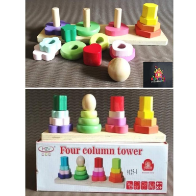 Picture of Wooden Ring Stacking Toy for Kids Best Gifts for Boy & Girl Toddler Toys Rainbow Tower Wooden Stacking Toy Rainbow Stacker for Baby and Toddlers