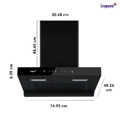 Picture of Livpure Ether-75 Kitchen Hood Filterless autoclean technology with Touch and gesture control |10 Year Warranty On Motor