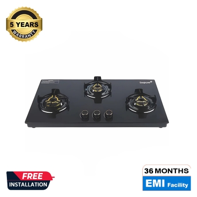 Picture of Livpure Celestia 3B Auto Ignition Cooktop with Superior Glass Valve and Sturdy Black Matt Finish Pan Support with Flame Guard