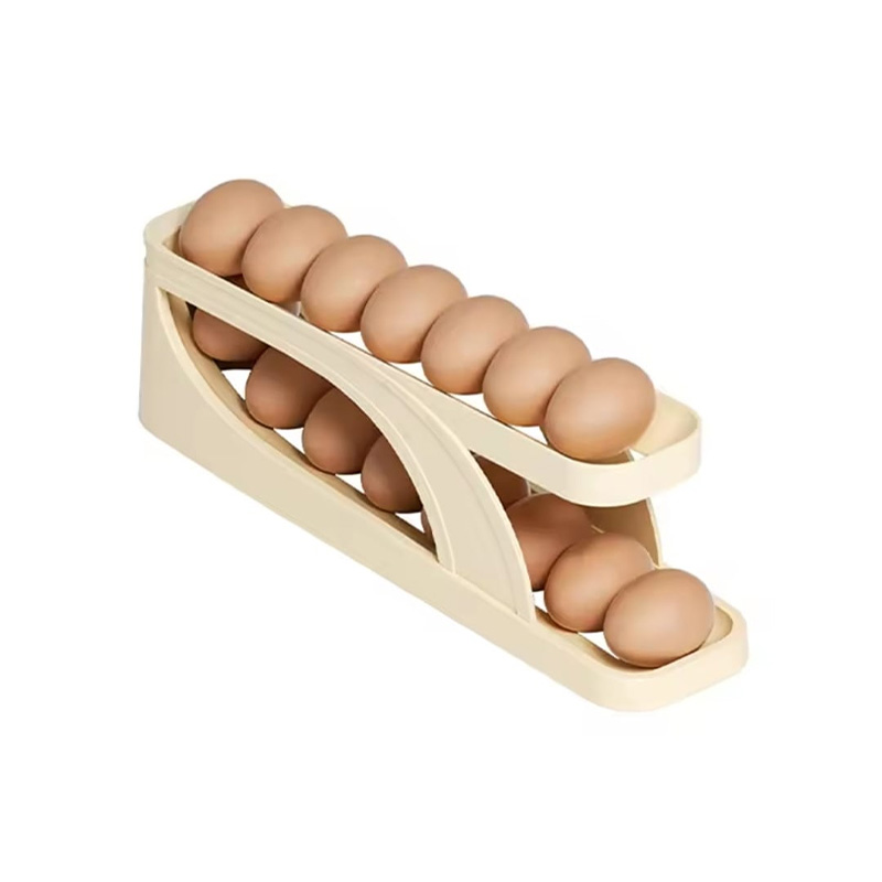 Picture of Double-Layer Egg Dispenser Automatic Roll-Down Egg Storage Rack Slide Egg Carton Refrigerator Egg Basket Kitchen Countertop Egg Holder Dshops