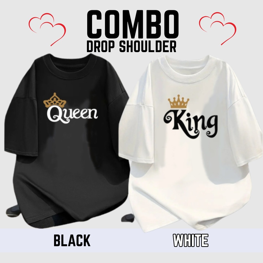 Picture of 2 Pcs Combo Lovely Drop Shoulder T-Shirt for Women