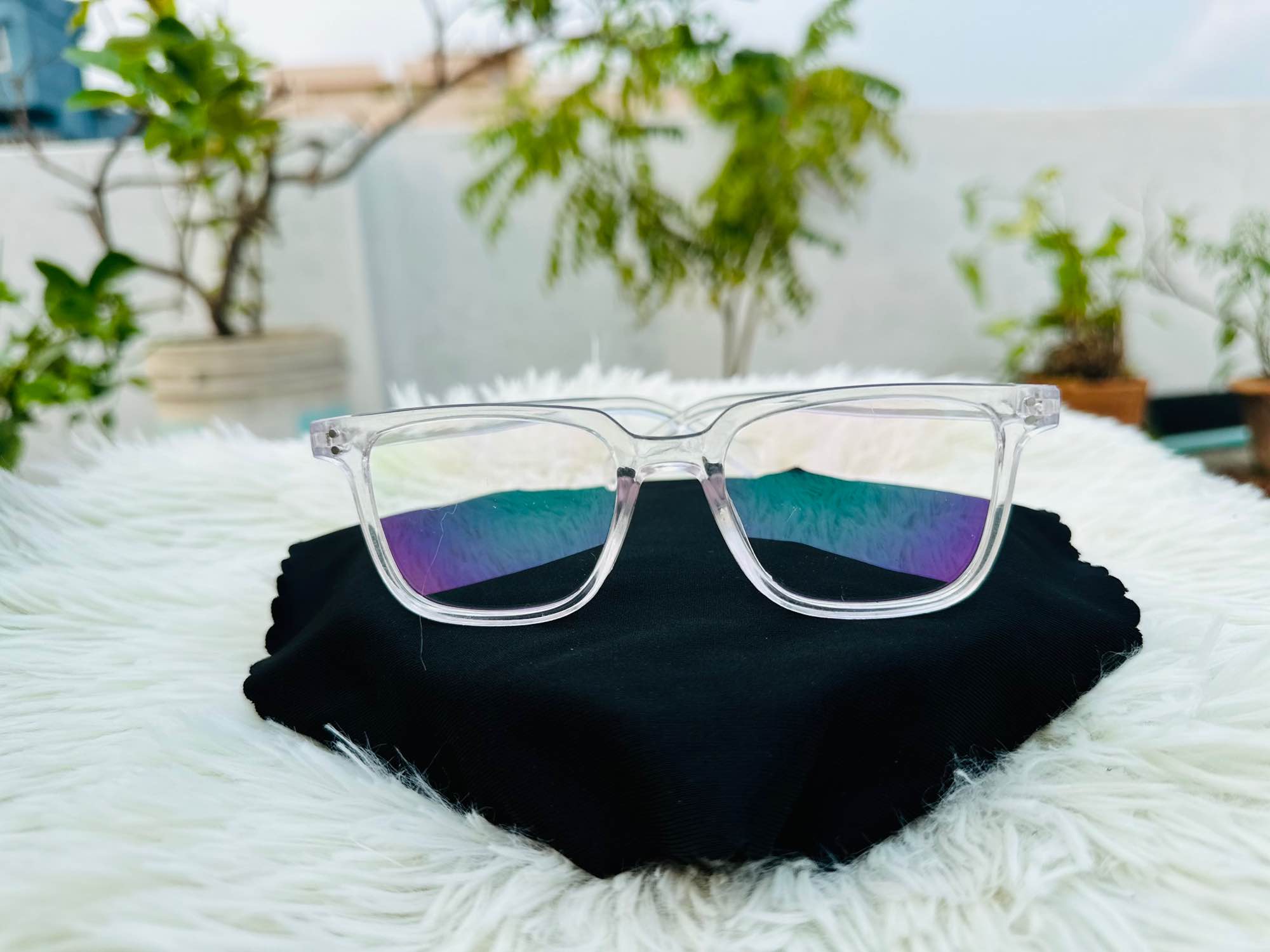 Picture of Full white eyewear frame unisex with anti reflective glass computer mobile light protection