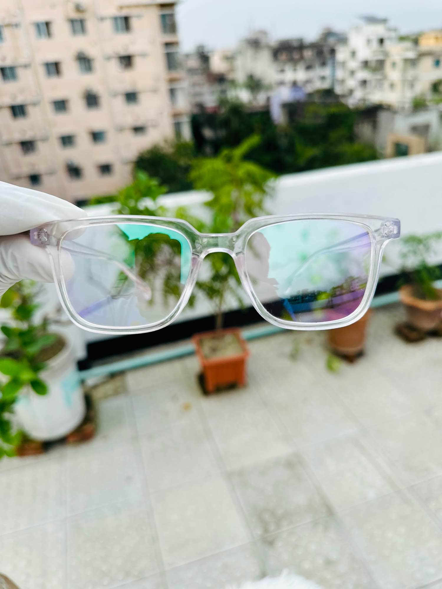 Picture of Full white eyewear frame unisex with anti reflective glass computer mobile light protection