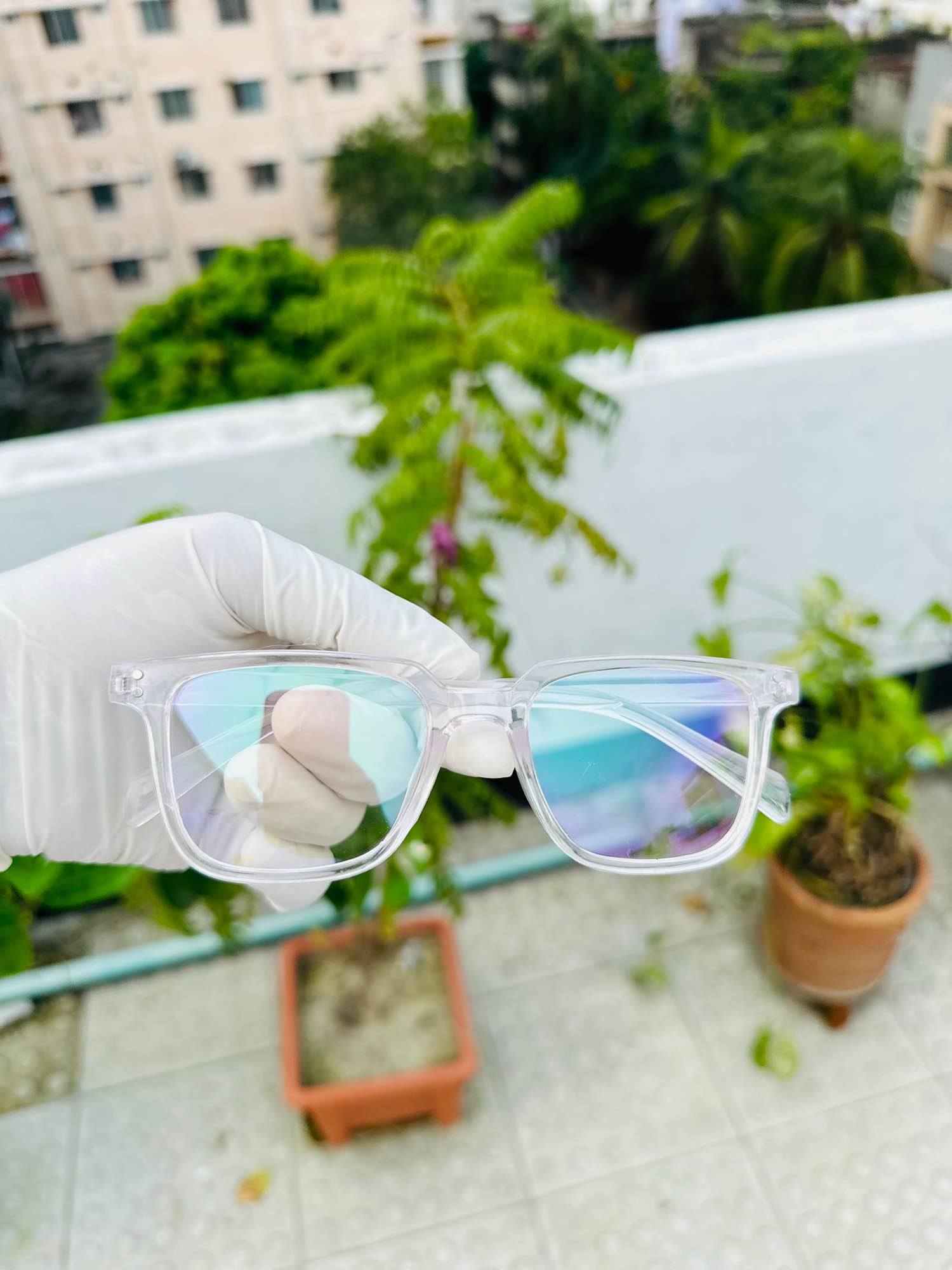 Picture of Full white eyewear frame unisex with anti reflective glass computer mobile light protection