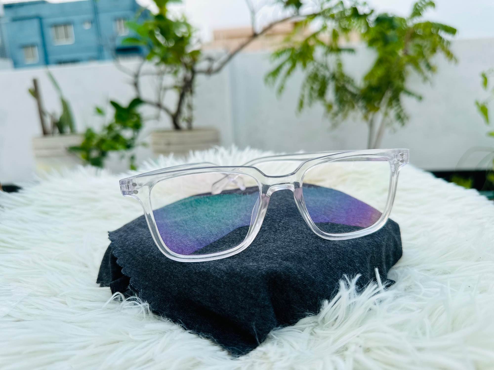 Picture of Full white eyewear frame unisex with anti reflective glass computer mobile light protection