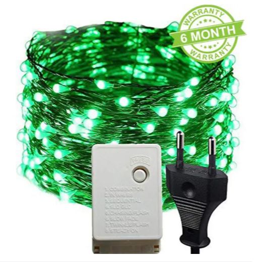 Picture of Led Waterproof 8 Mode Copper String Fairy Decoration Light 10M 100Led Direct Plug in for Diwali and Other Decorations (Green) - Room Decoration Light