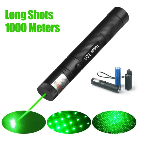 Picture of 10 Miles 532nm Adjustable Focus Green Laser Pointer Beam Light Pen + Star Cap – 5mW