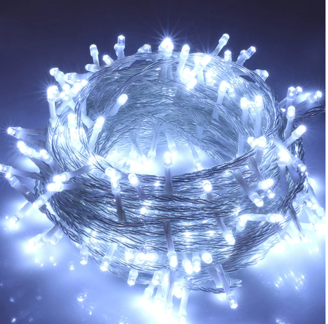 Picture of LED Curtain String Fairy Lights 9.8x9.8 Ft – 8 Modes, Cool White – Plug-in Decorative Lights for Wall, Window, Bedroom, Party & Backdrop