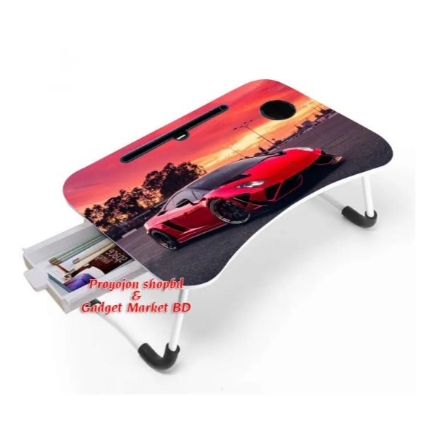 Picture of Multi-Function Folding Waterproof Printing Laptop Desk with drawar