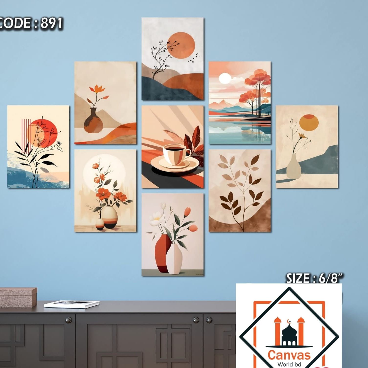 Picture of 9-Piece Unique Design Wallmate Home Decoration PVC Poster Combo Set