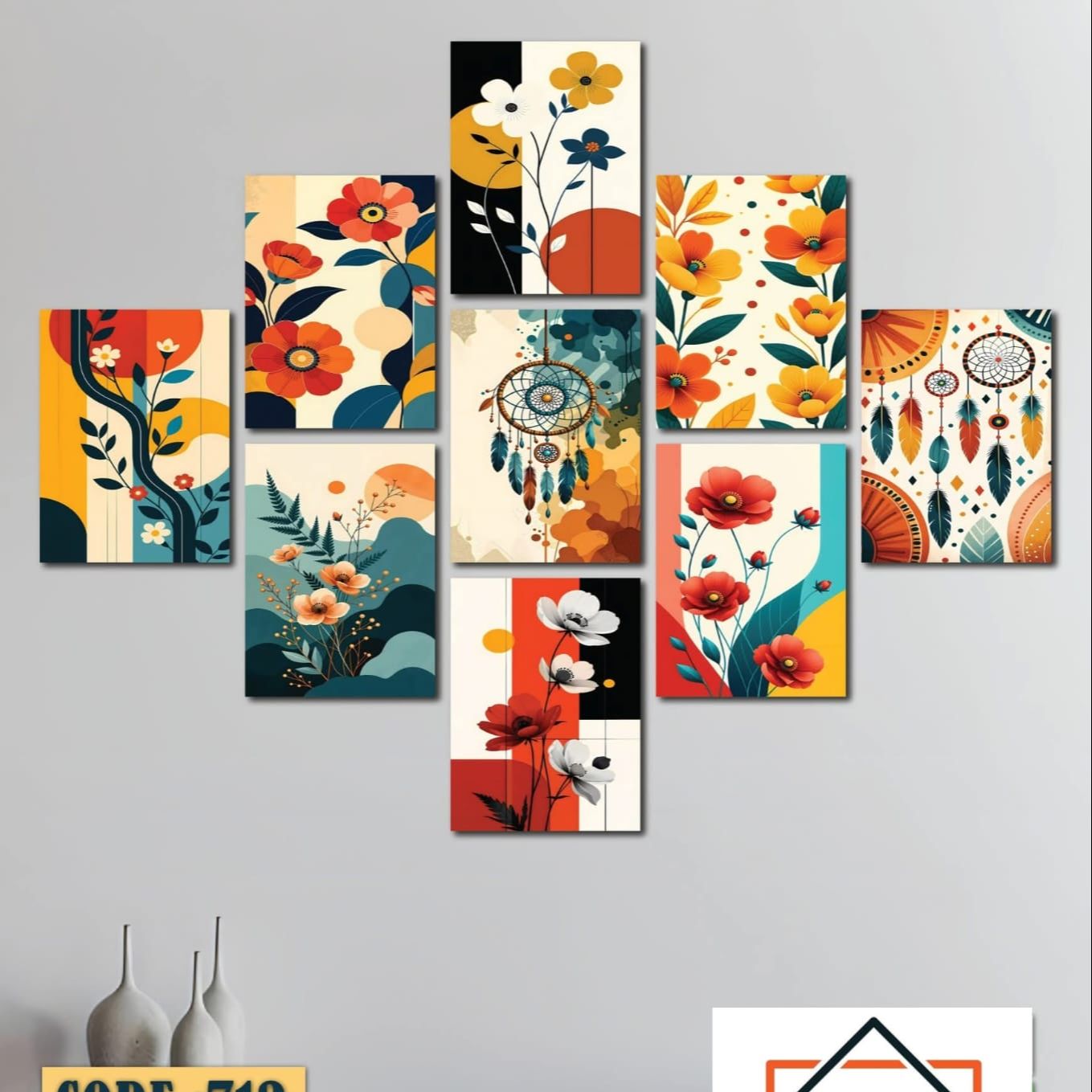 Picture of 9-Piece Unique Design Wallmate Home Decoration PVC Poster Combo Set