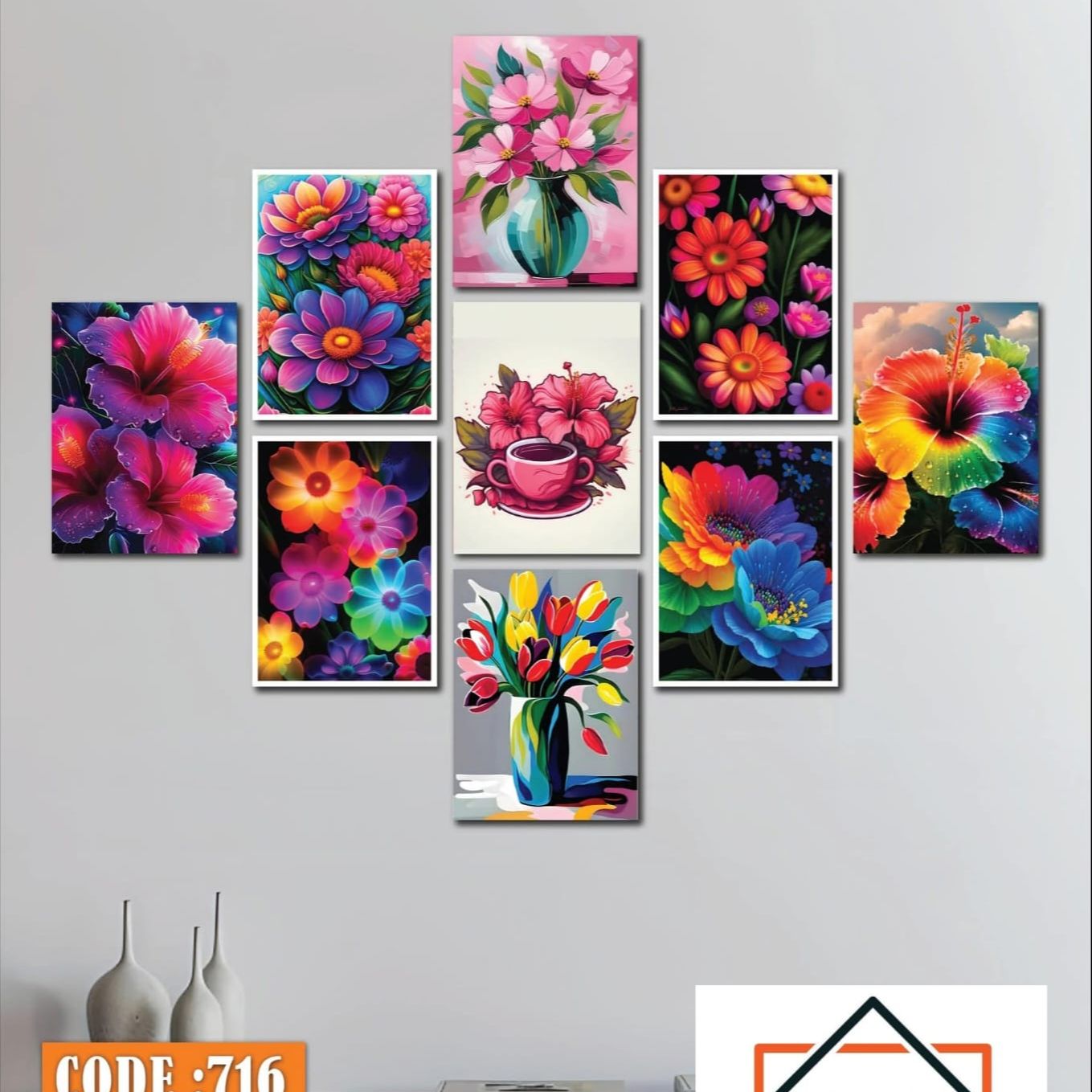 Picture of 9-Piece Unique Design Wallmate Home Decoration PVC Poster Combo Set
