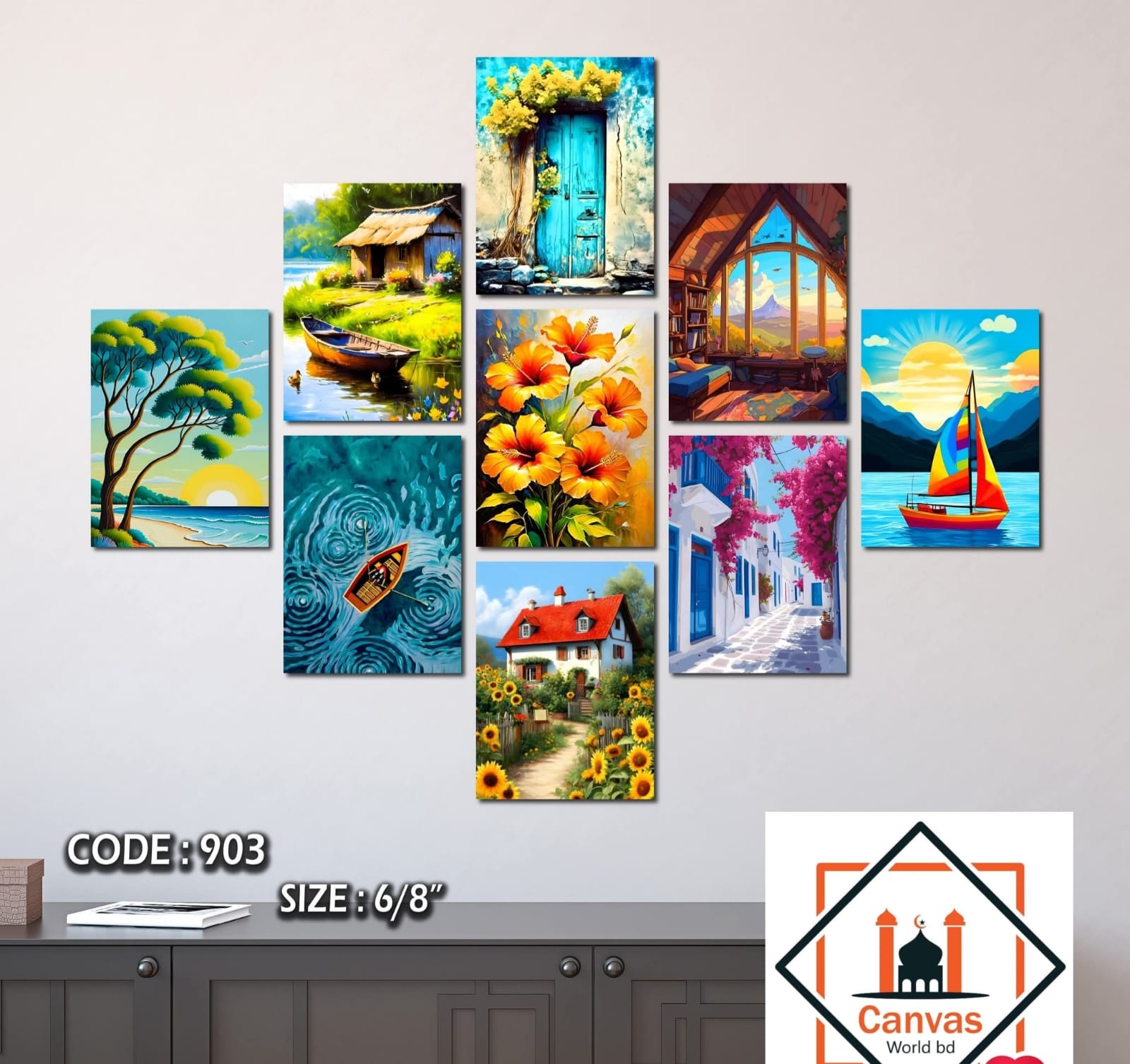 Picture of 9-Piece Unique Design Wallmate Home Decoration PVC Poster Combo Set