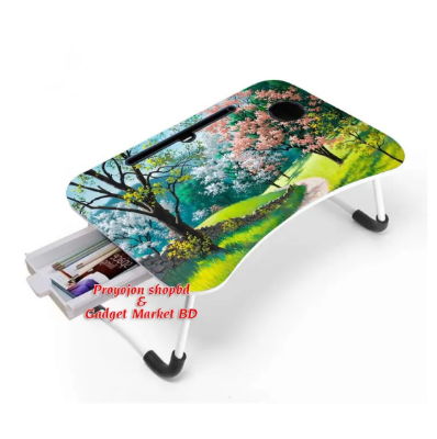 Picture of Multi-Function Folding Waterproof Printing Laptop Desk with drawar
