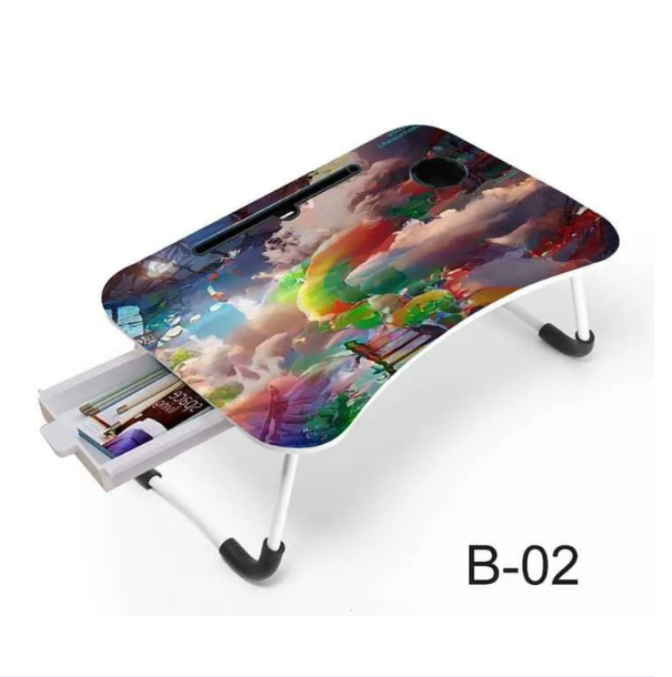 Picture of Multi-Function Folding Waterproof Printing Laptop Desk with drawar