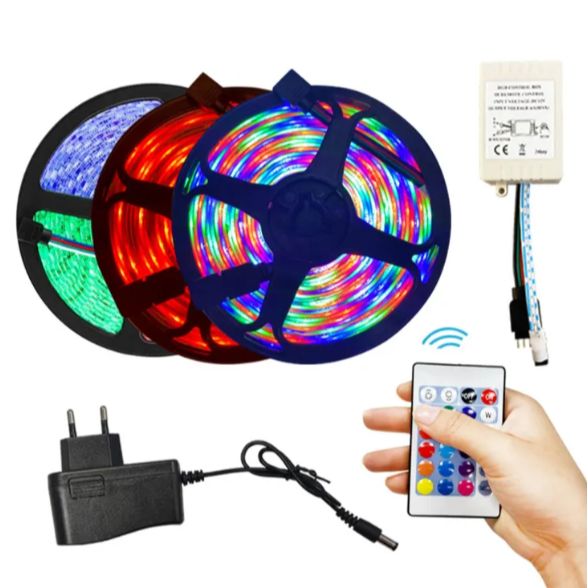 Picture of RGB 3528 3-Color LED Strip Light – 5 Meter (Strip Only, No Controller or Adapter Included)