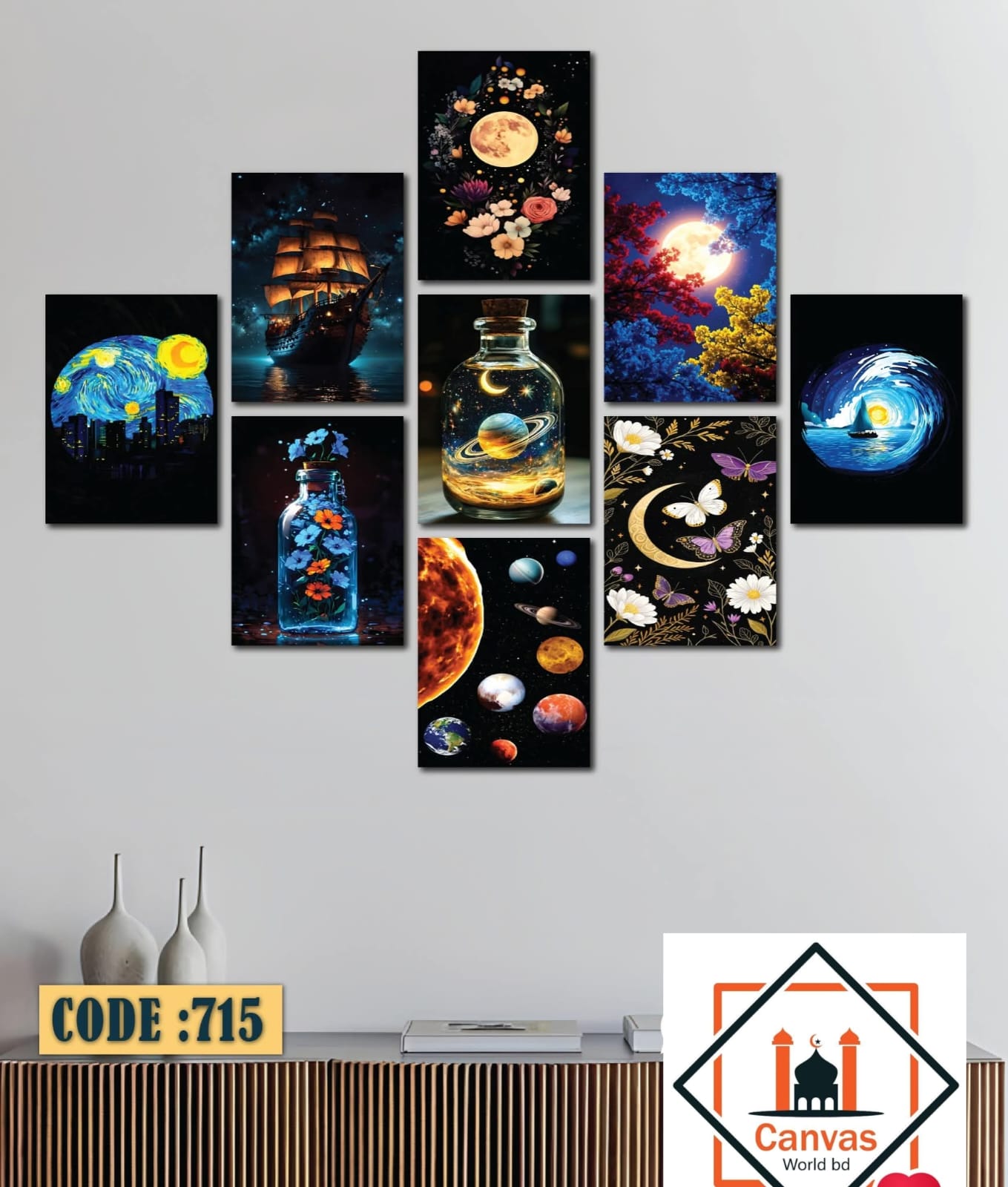 Picture of 9-Piece Unique Design Wallmate Home Decoration PVC Poster Combo Set