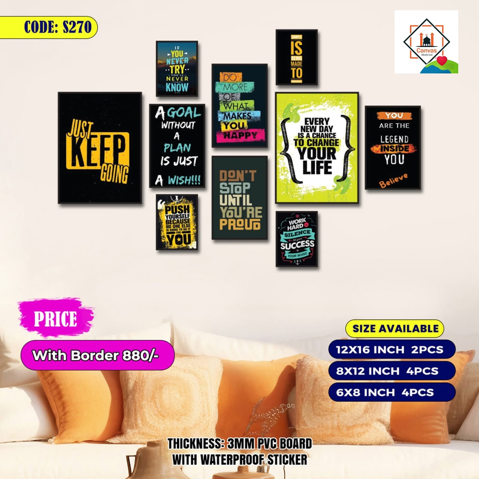 Picture of Premium PVC & HD Sticker Wallmate Set – 3pcs Combo