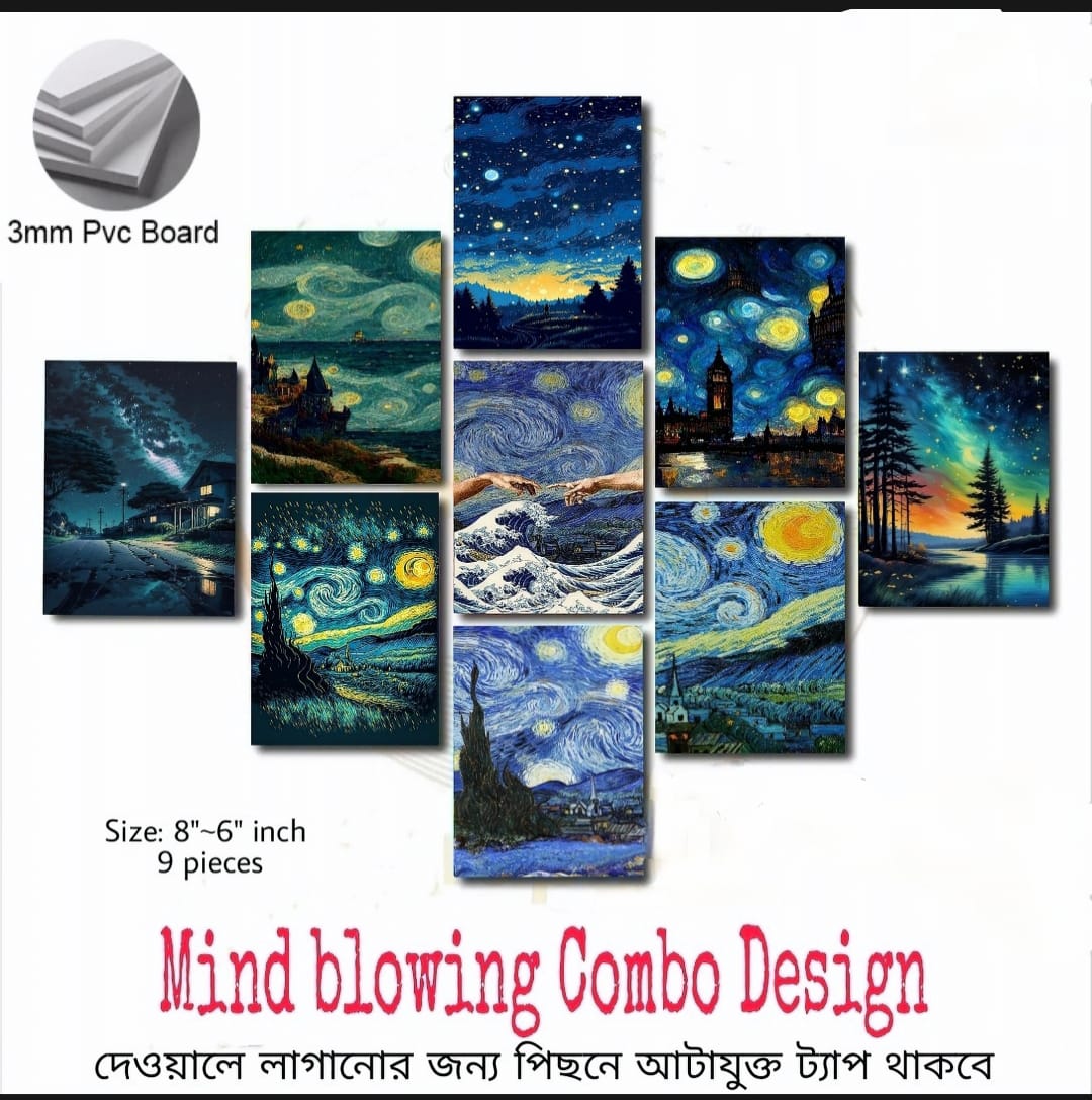 Picture of 9-Piece Unique Design Wallmate Home Decoration PVC Poster Combo Set