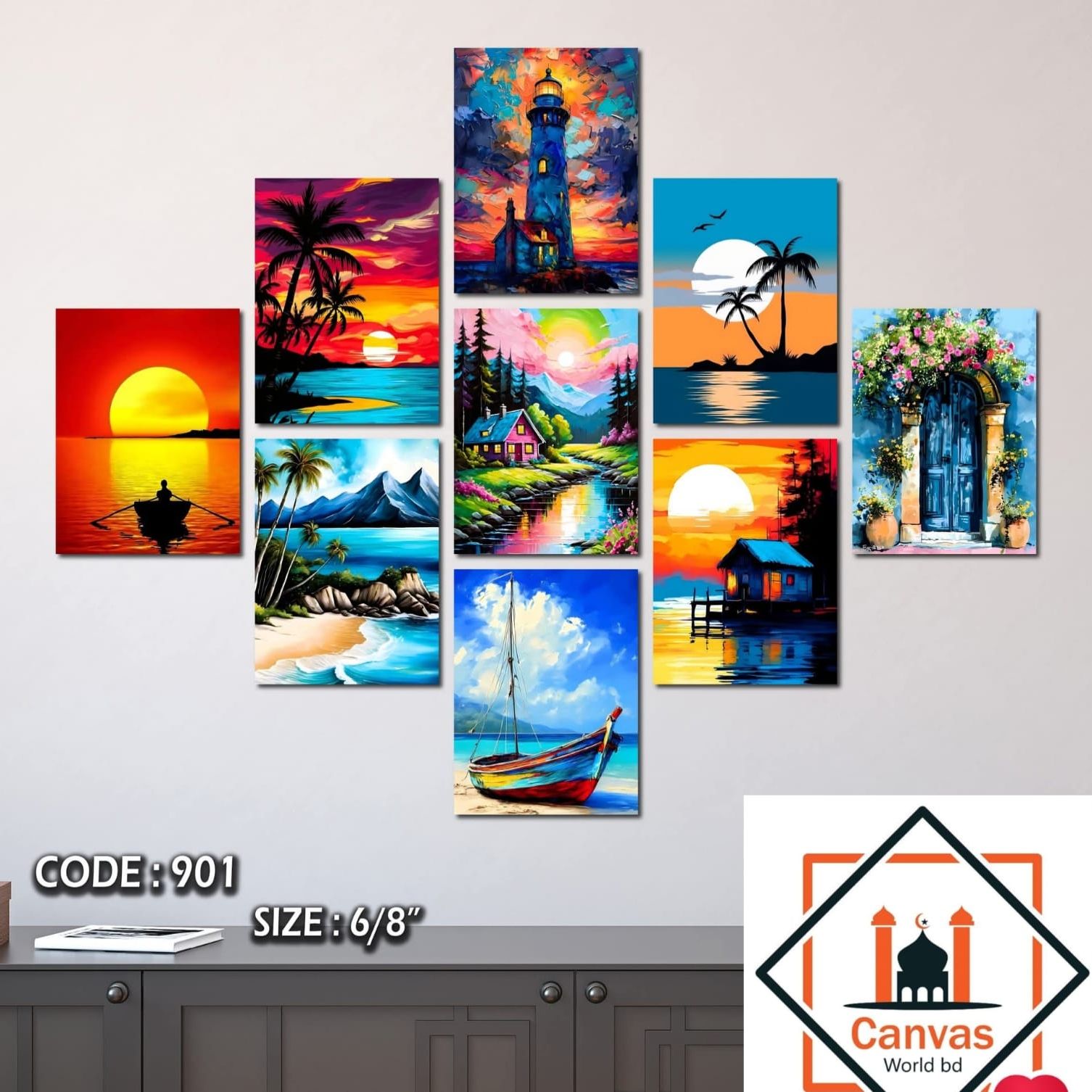 Picture of 9-Piece Unique Design Wallmate Home Decoration PVC Poster Combo Set