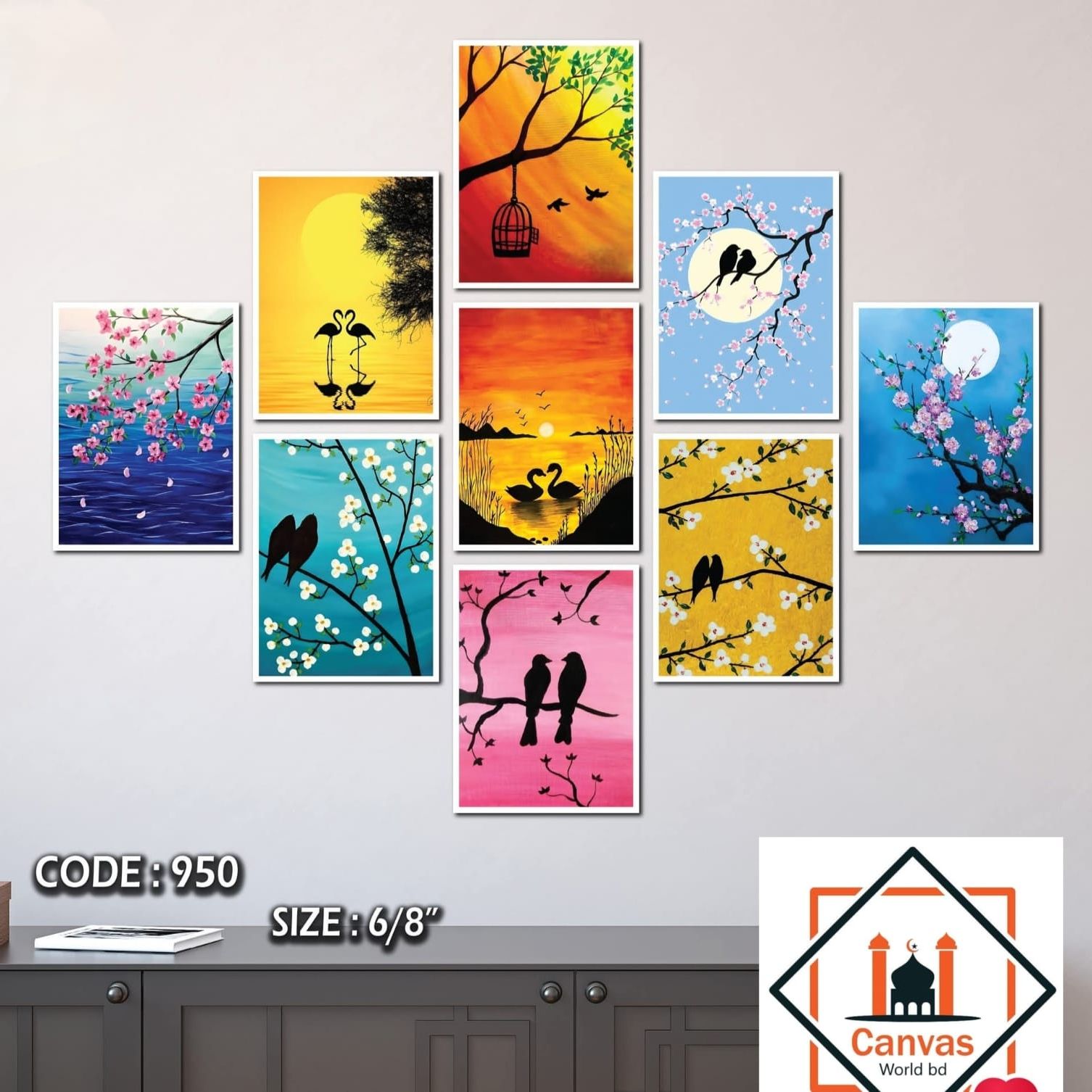 Picture of 9-Piece Unique Design Wallmate Home Decoration PVC Poster Combo Set