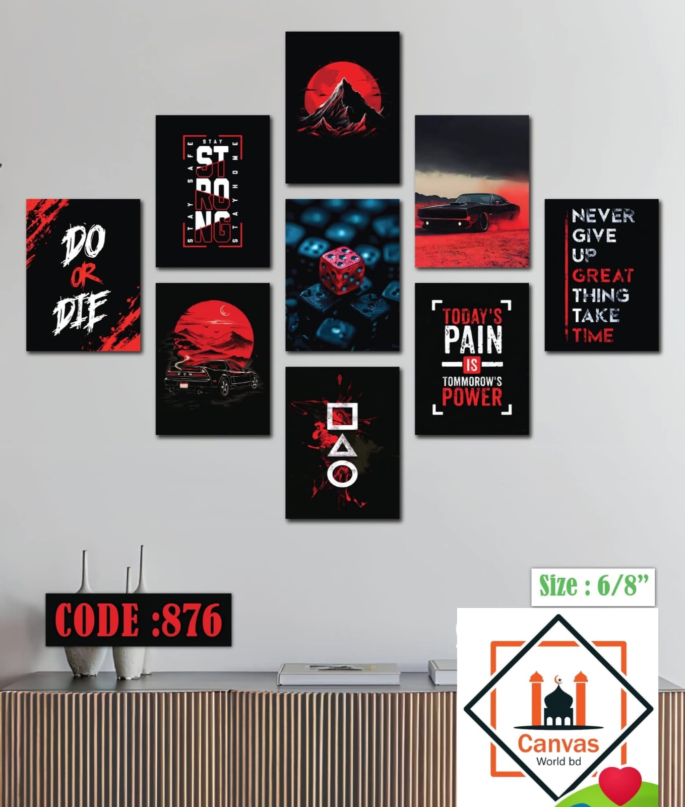 Picture of 9-Piece Unique Design Wallmate Home Decoration PVC Poster Combo Set