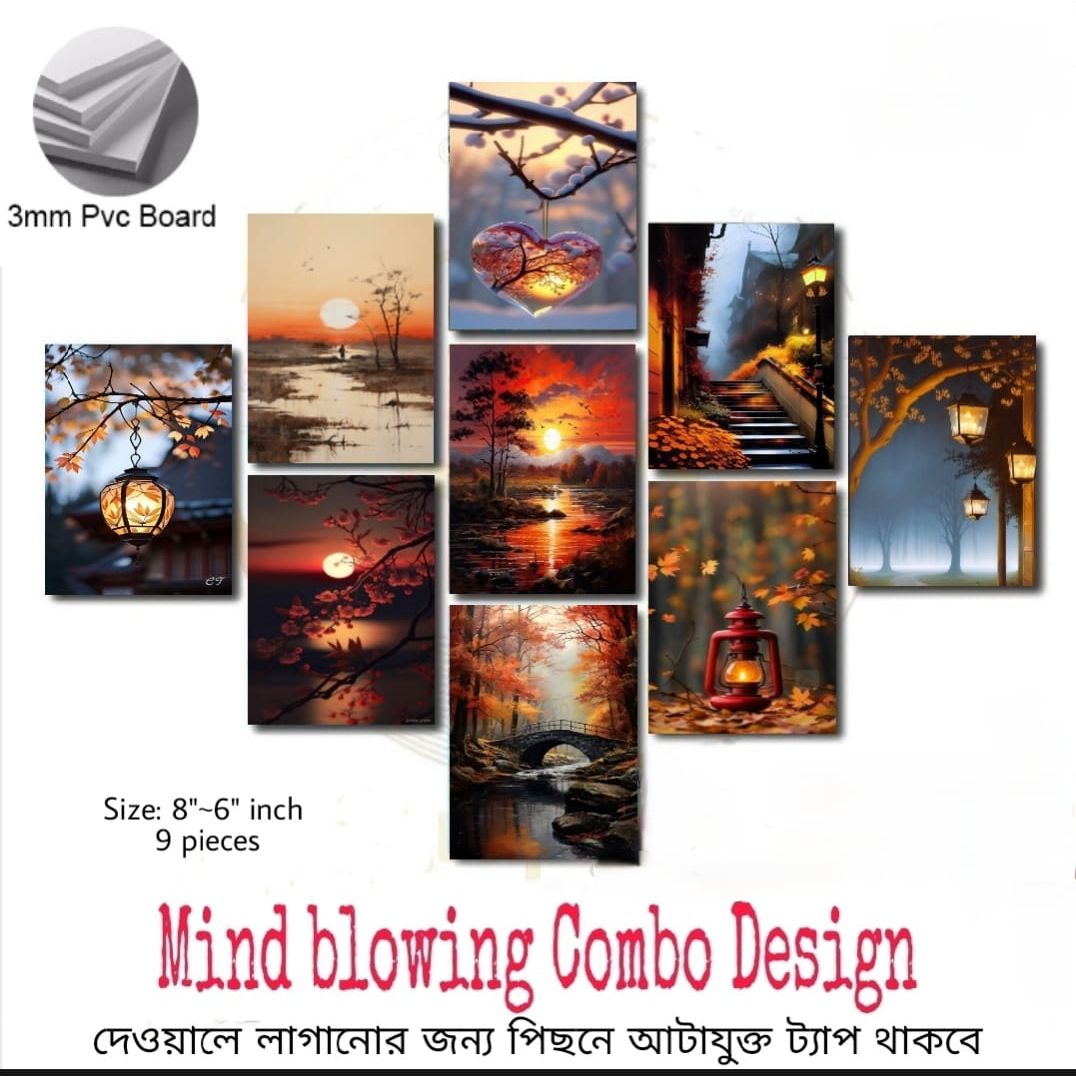 Picture of 9-Piece Unique Design Wallmate Home Decoration PVC Poster Combo Set