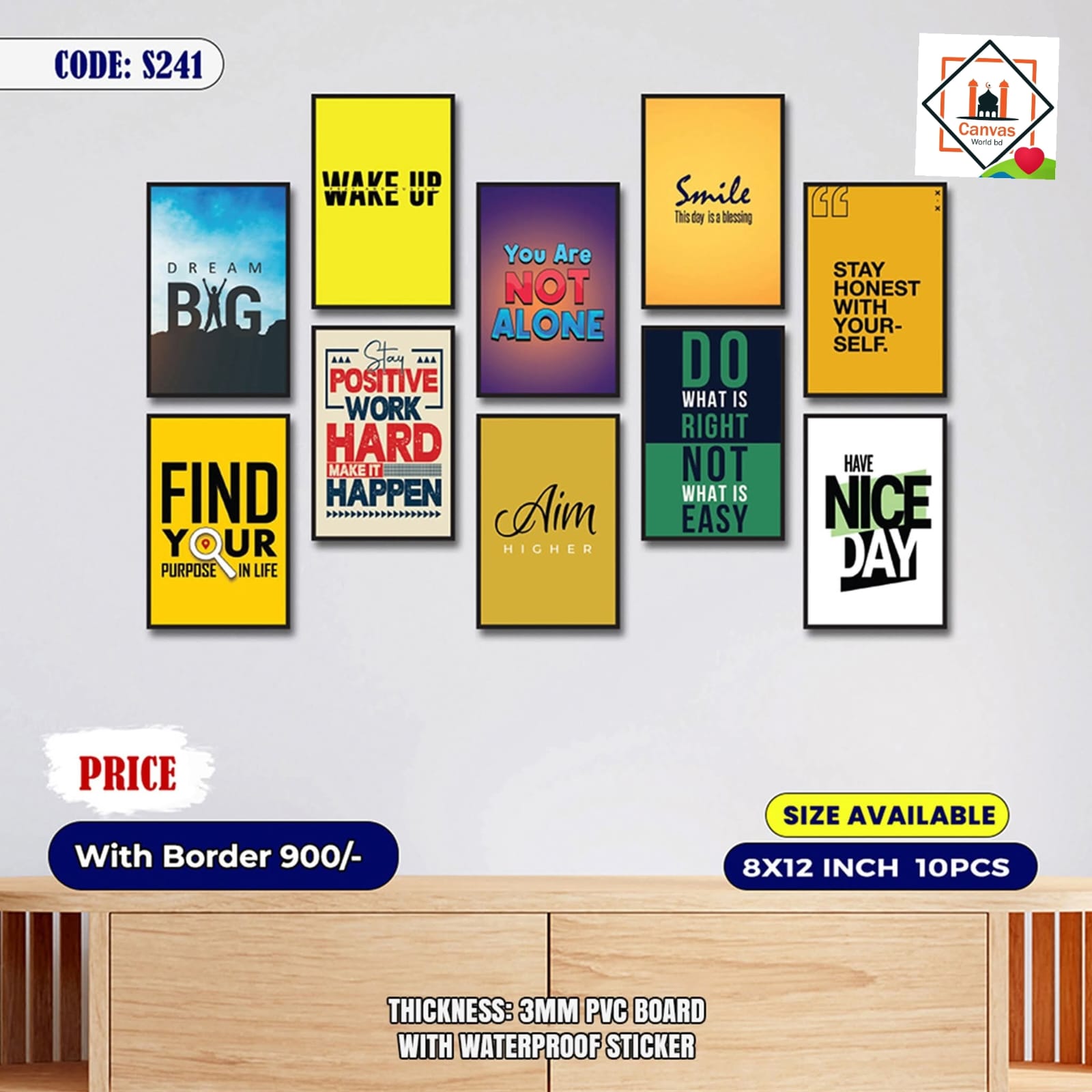 Picture of 10pcs Unique Design Wallmate Combo Set – Perfect for Home & Office Wall Decoration