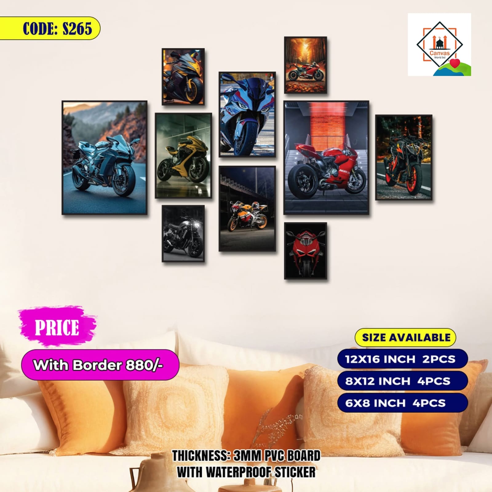 Picture of 10 pcs Unique Design Wallmate Combo Set – Perfect for Home & Office Wall Decoration