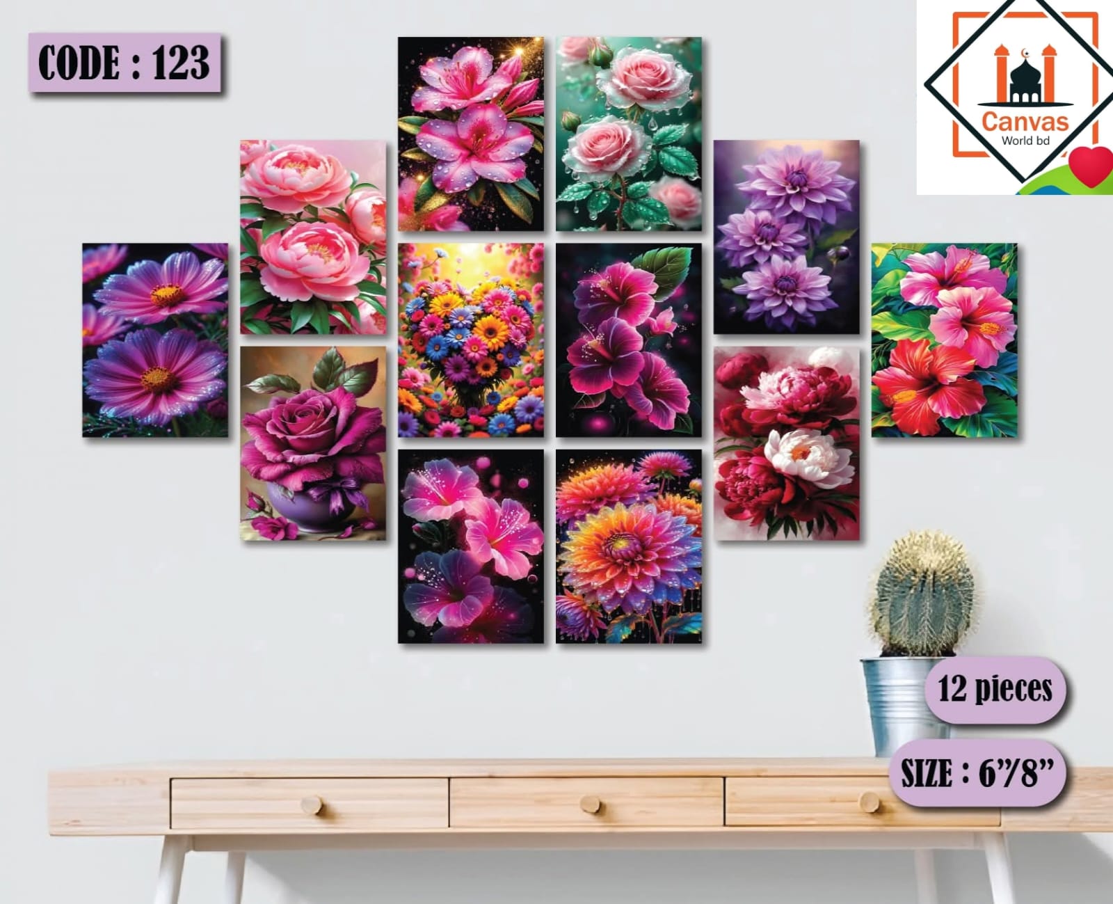 Picture of 12pcs Unique Design Wallmate Combo Set – Perfect for Home & Office Wall Decoration