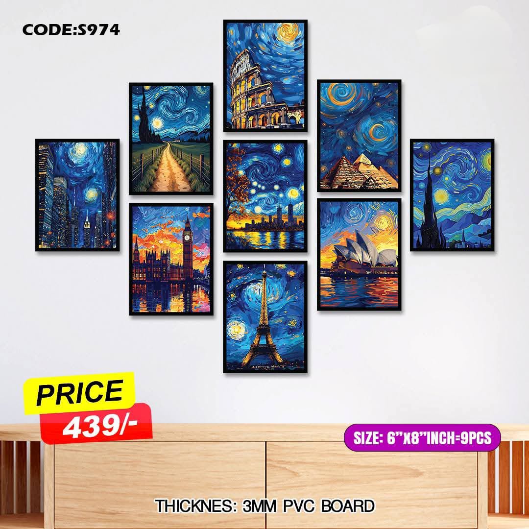 Picture of 9pcs Unique Design Wallmate Combo Set – Perfect for Home & Office Wall Decoration