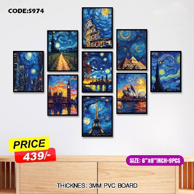 Picture of 9pcs Unique Design Wallmate Combo Set – Perfect for Home & Office Wall Decoration