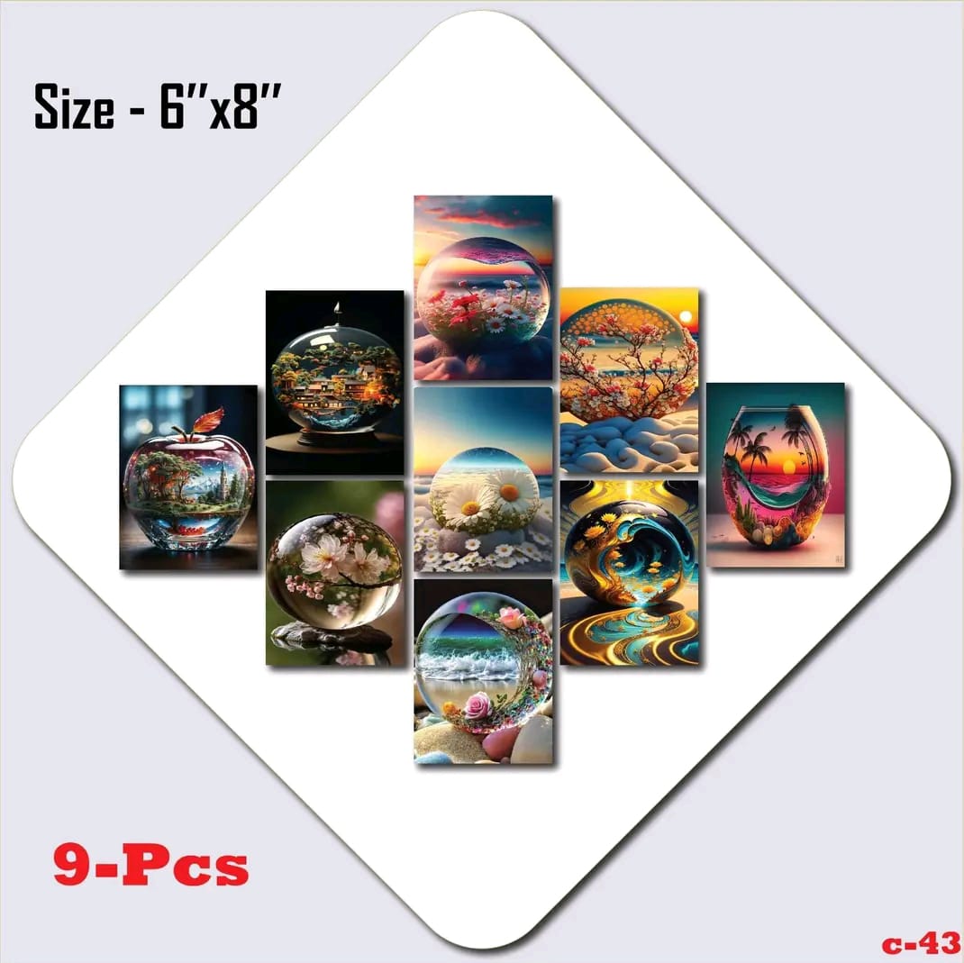 Picture of 9pcs Unique Design Wallmate Combo Set – Perfect for Home & Office Wall Decoration