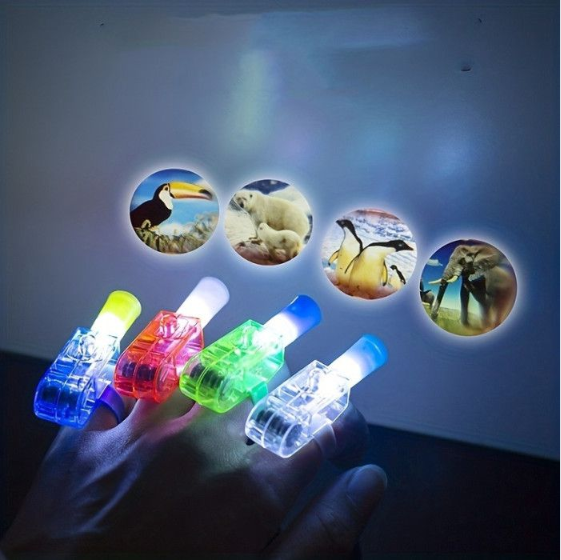 Picture of 10 PCS LED Cartoon Finger Projection Lamps – Fun Light-Up Toy for Kids!